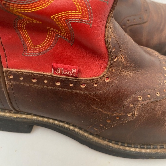 Justin Gypsy Red Cowboy Boots Women Size 10 1/2 B - Round Toe  - L9921 - Picture 10 of 16